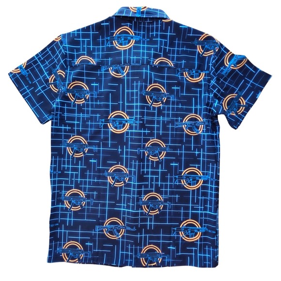 Retro Rifle The Grid Button Down Shirt Men's Medium Short Sleeve - Picture 6 of 8